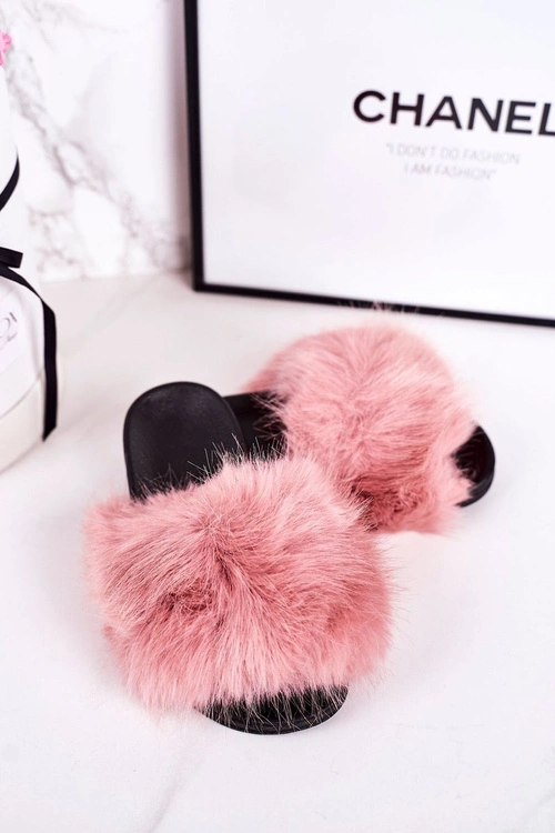 Dziecięce Klapki Z Futerkiem Różowe Fashionista