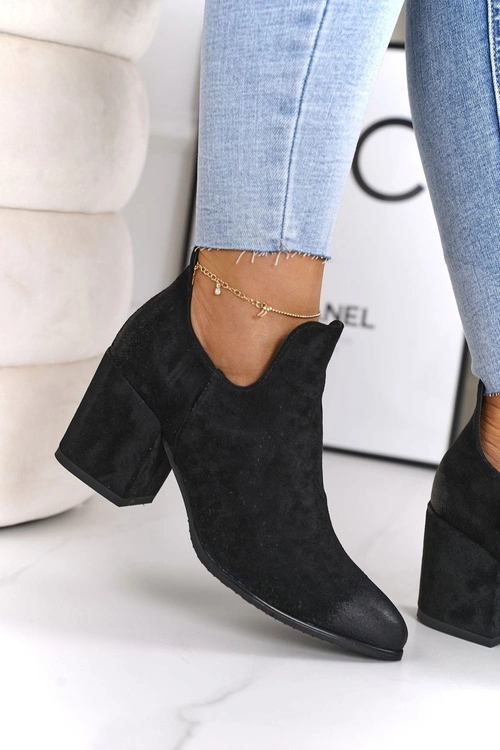 Botki Z Wycięciami Na Słupku Vinceza 21-10558 Czarne