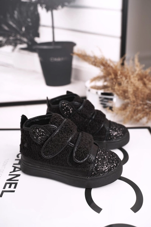 Dziecięce Trampki Ocieplane Wysokie Czarne Clifford