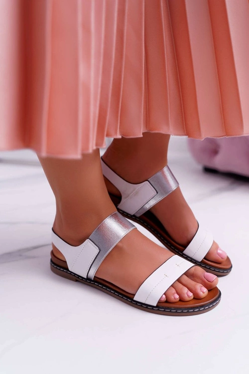 Sandały Damskie Płaskie Sergio Leone SK014 Białe Agrina