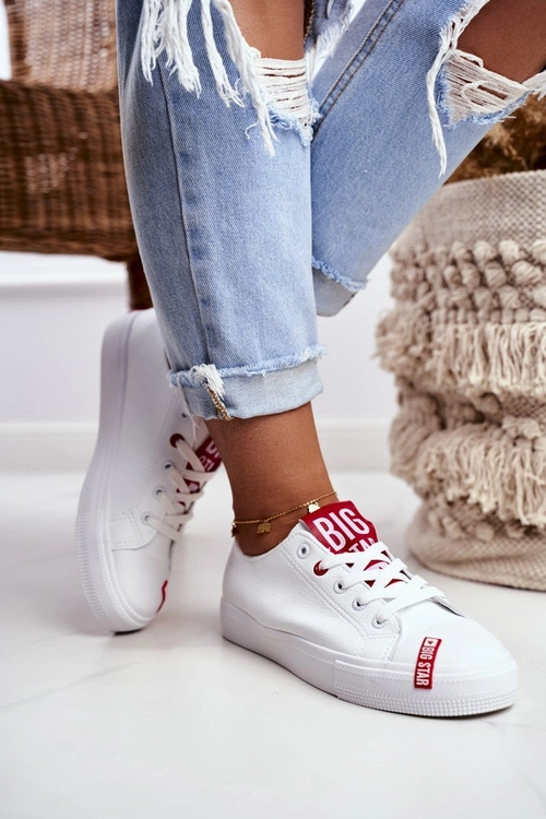 Damskie Skórzane Trampki BIG STAR EE274302 Białe