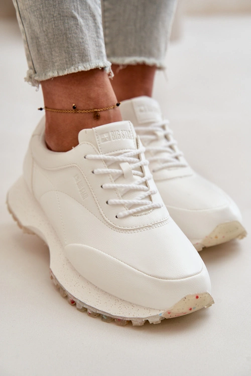 Damskie Sneakersy Buty Sportowe Z Eko Skóry Big Star OO274023 Hi-Poly System Białe