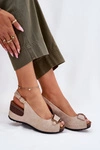 Damskie Lekkie Sandały Na Koturnie Comfort Shoes Beżowo-Złote Efravia
