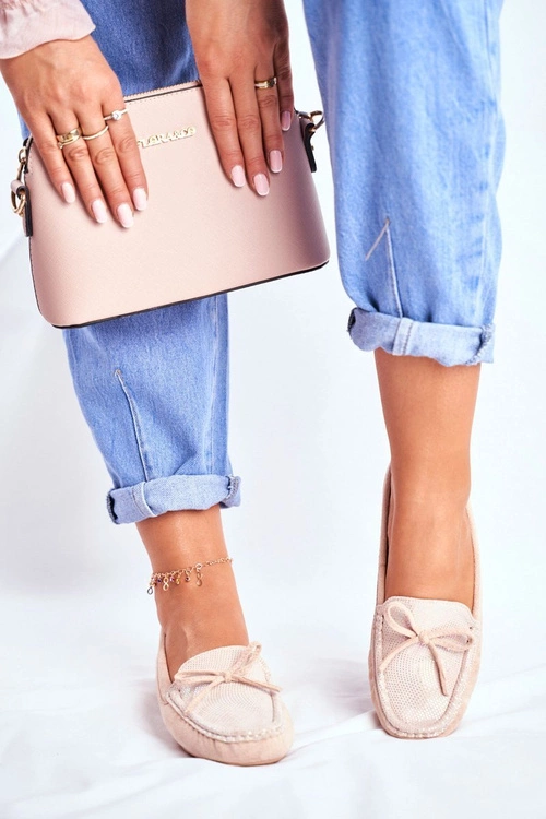 Zamszowe Mokasyny Damskie S.Barski A199 Beżowe