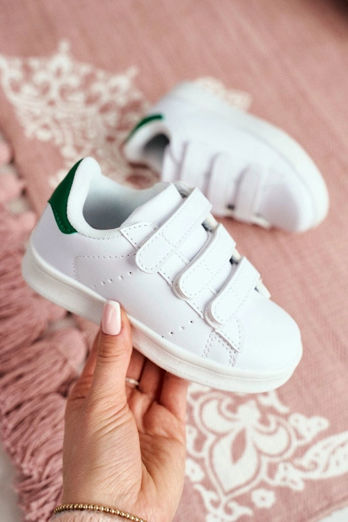 Dziecięce Sportowe Buty Na Rzepy Biało-Zielone Fifi