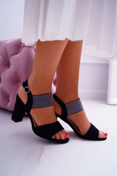 Sandały Damskie Na Słupku Sergio Leone SK857 Czarne Nargos