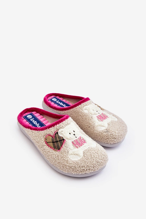 Damskie Domowe Klapki Kapcie Z Misiem Inblu EC000095 Beżowe