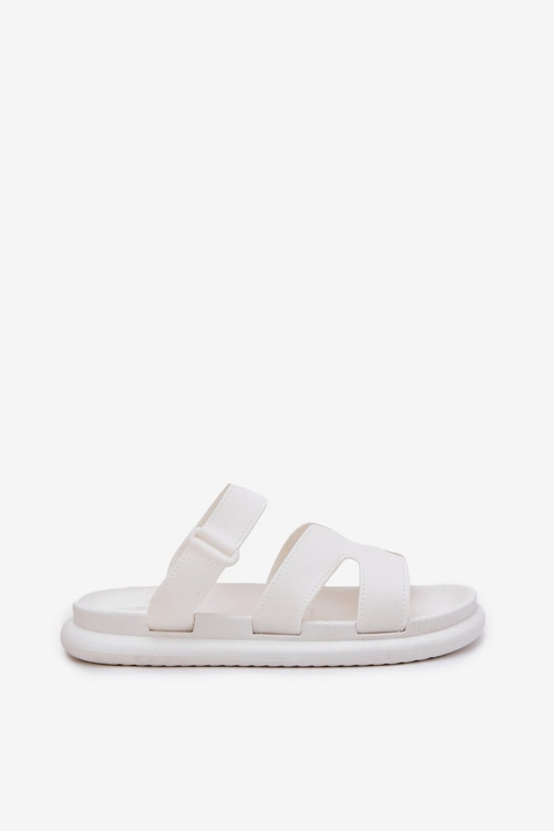 Gumowe Klapki Damskie Z Paskiem Białe Tavirae