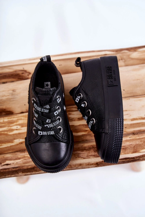 Dziecięce Skórzane Trampki BIG STAR KK374061 Czarne