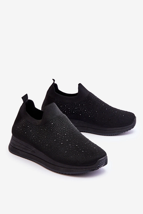 Damskie Wsuwane Buty Sportowe Z Dżetami Czarne Gianni