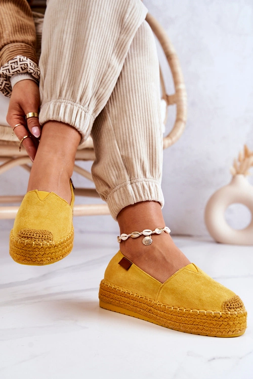Zamszowe Espadryle Wsuwane Żółte Lesley