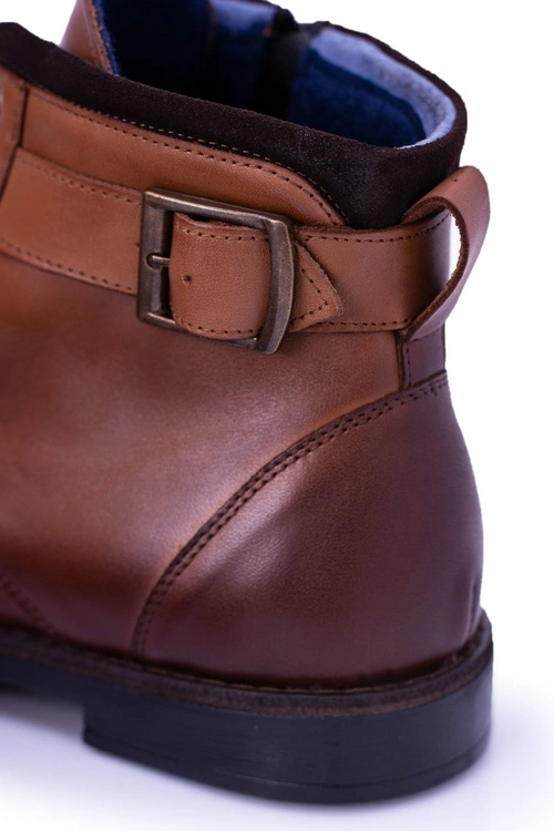 Botki Męskie Polskie Brązowe Trapery Trzewiki Mintos