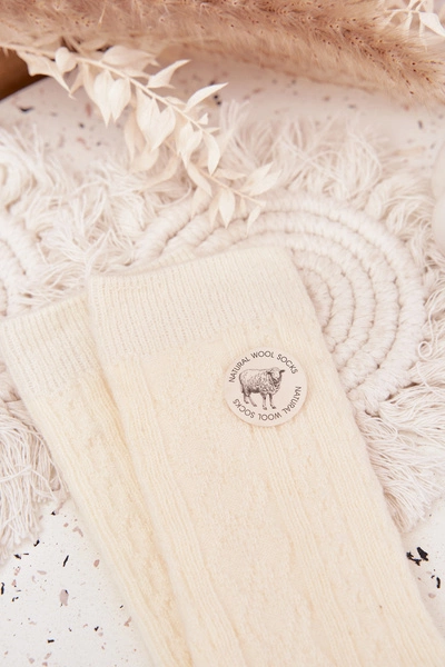 Skarpetki Damskie Wełniane Ecru