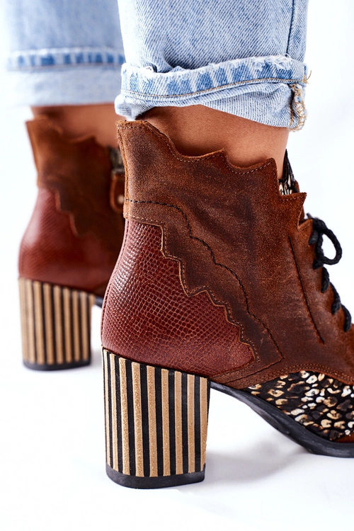 Botki Damskie Skórzane Trzewiki Maciejka Brązowe 03190-02