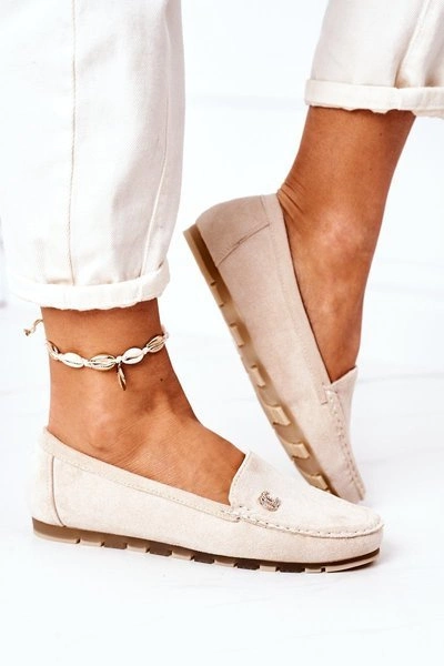 Damskie Zamszowe Mokasyny Beżowe Madelyn