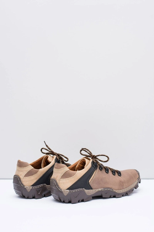 Męskie Skórzane Brązowe Półbuty Trekkingowe Bednarek