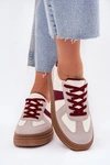 Sneakersy Damskie Na Platformie Bordowe Dovina