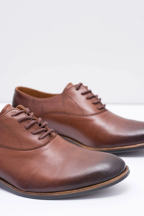 Półbuty Męskie Bednarek Skórzane Wizytowe Brązowe Clark