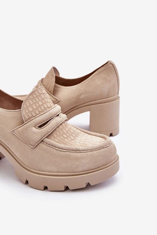 Zamszowe Półbuty Na Słupku I Platformie Jasnobeżowe Lemar Arabell