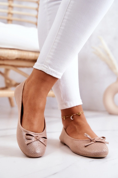 Baleriny Damskie Klasyczne Profilowana Wkładka Różowe Fimme