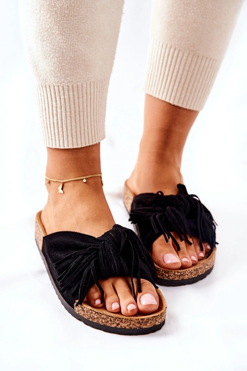 Klapki Na Korkowej Podeszwie Czarne Taryne