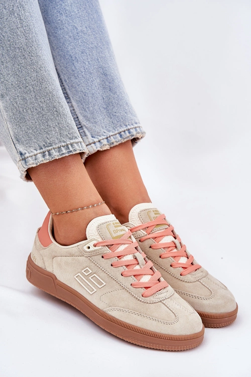 Zamszowe Buty Sportowe Sneakersy Damskie D.Franklin DFSH387005 Beżowe