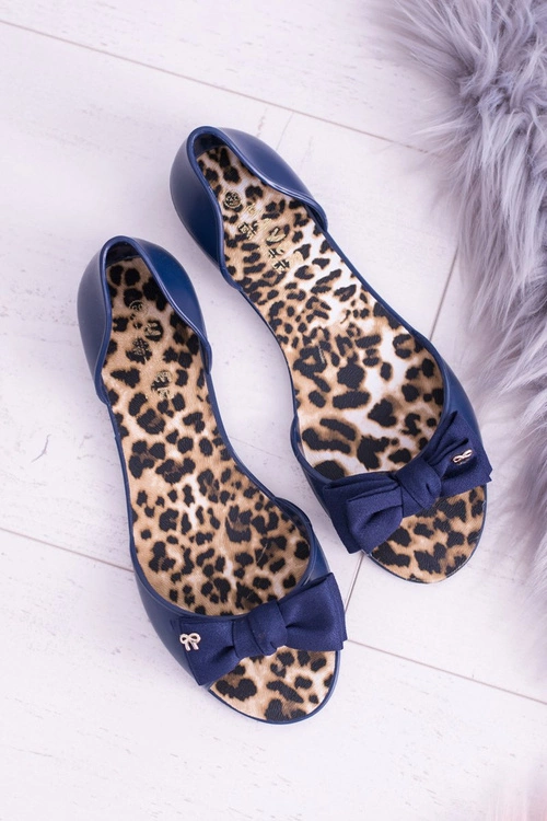 Granatowe Gumowe Damskie Baleriny Kokardka Victoria