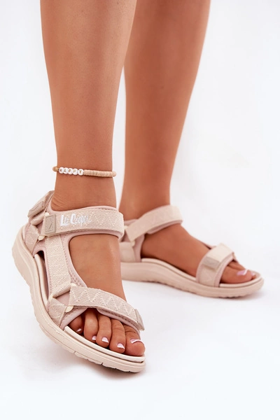 Sandały Damskie Materiałowe Na Rzepy Lee Cooper LCW-25-34-3560 Beżowe
