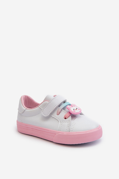 Dziecięce Sneakersy Trampki Z Przypinką Biało-Różowe Pennyn