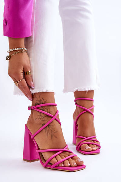Modne Sandały Na Obcasie Różowe Josette