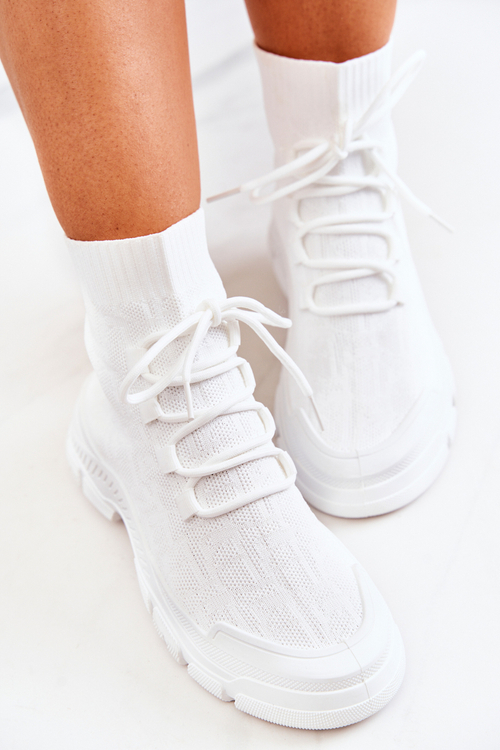 Buty Sportowe Skarpetkowe Białe Kimberly