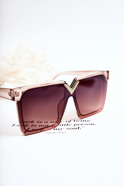 Kwadratowe Okulary Przeciwsłoneczne V130044 Brązowe